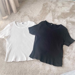 ユニクロ(UNIQLO)のUNIQLO リブクロップドTシャツ 2枚セット♡(Tシャツ(半袖/袖なし))