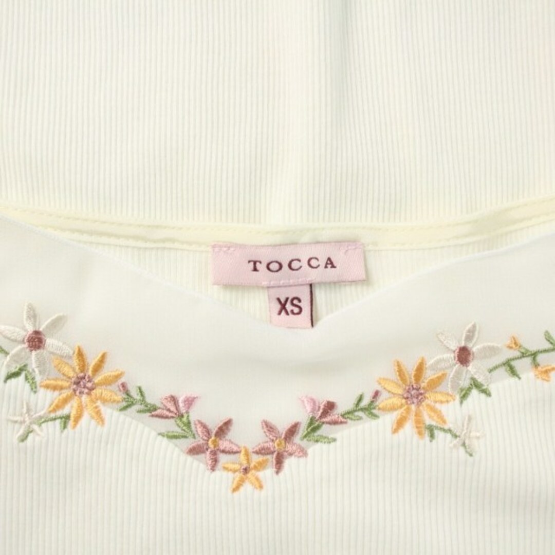 TOCCA(トッカ)のトッカ 18SS リブニット カットソー フレンチスリーブ シアー XS 白 レディースのトップス(カットソー(半袖/袖なし))の商品写真