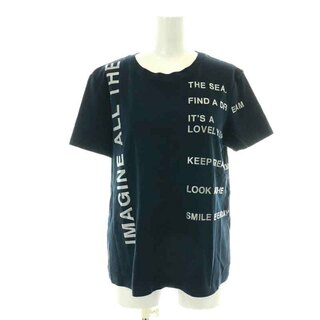 Sマックスマーラ Tシャツ カットソー クルーネック 半袖 紺 シルバー色(Tシャツ(半袖/袖なし))