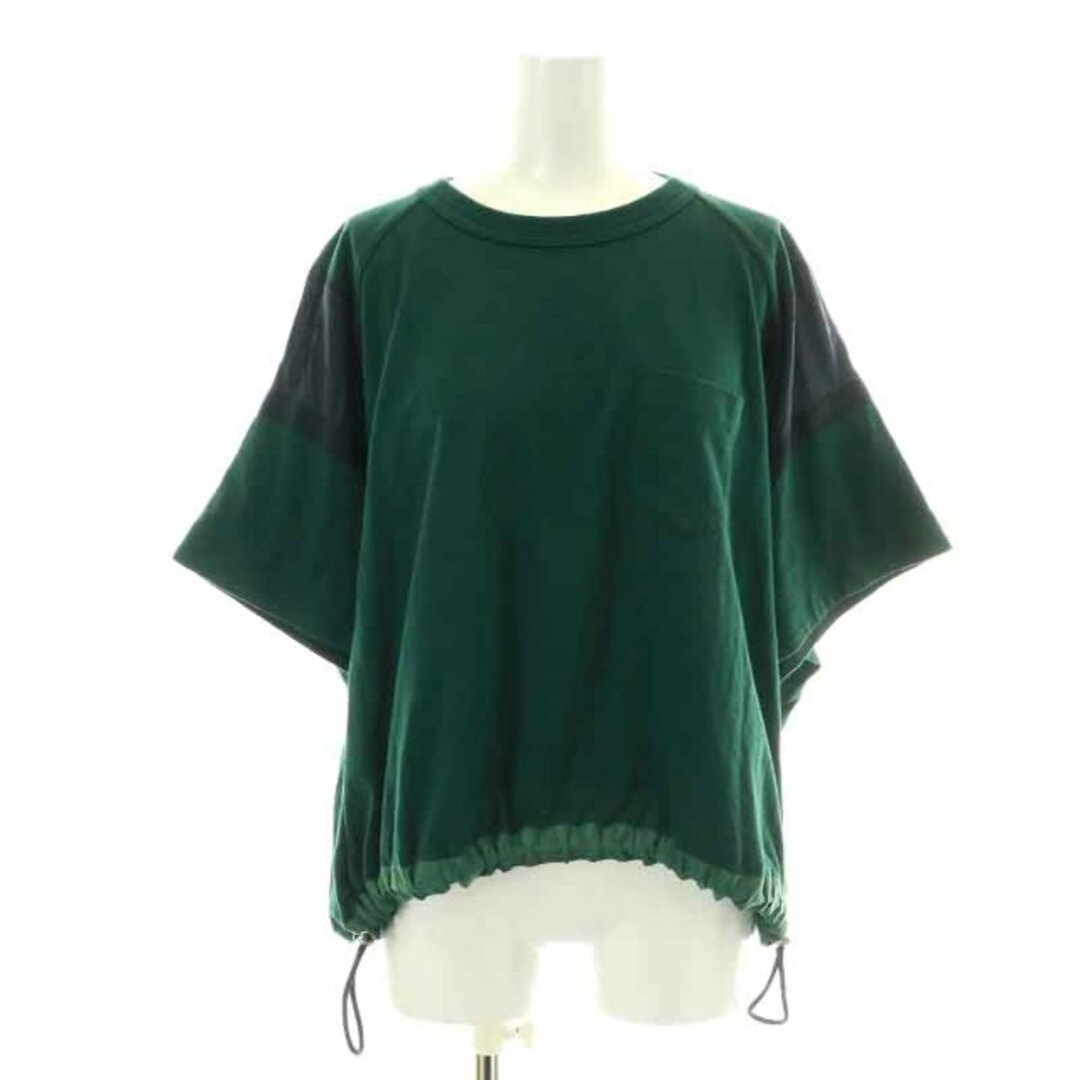 sacai(サカイ)のサカイ Tシャツ カットソー 半袖 クルーネック 切替 3 L 緑 黒 レディースのトップス(Tシャツ(半袖/袖なし))の商品写真