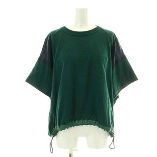 sacai - サカイ Tシャツ カットソー 半袖 クルーネック 切替 3 L 緑 黒