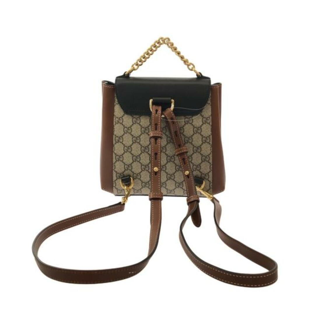 Gucci(グッチ)のGUCCI(グッチ) リュックサック パドロック/GGスプリーム 498194 黒×ブラウン×マルチ PVC(塩化ビニール)×レザー×金属素材 レディースのバッグ(リュック/バックパック)の商品写真