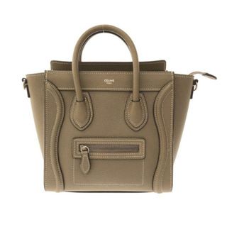 セリーヌ(celine)のCELINE(セリーヌ) ハンドバッグ ラゲージナノショッパー スリ(グレーベージュ) ドラムドカーフスキン(ハンドバッグ)