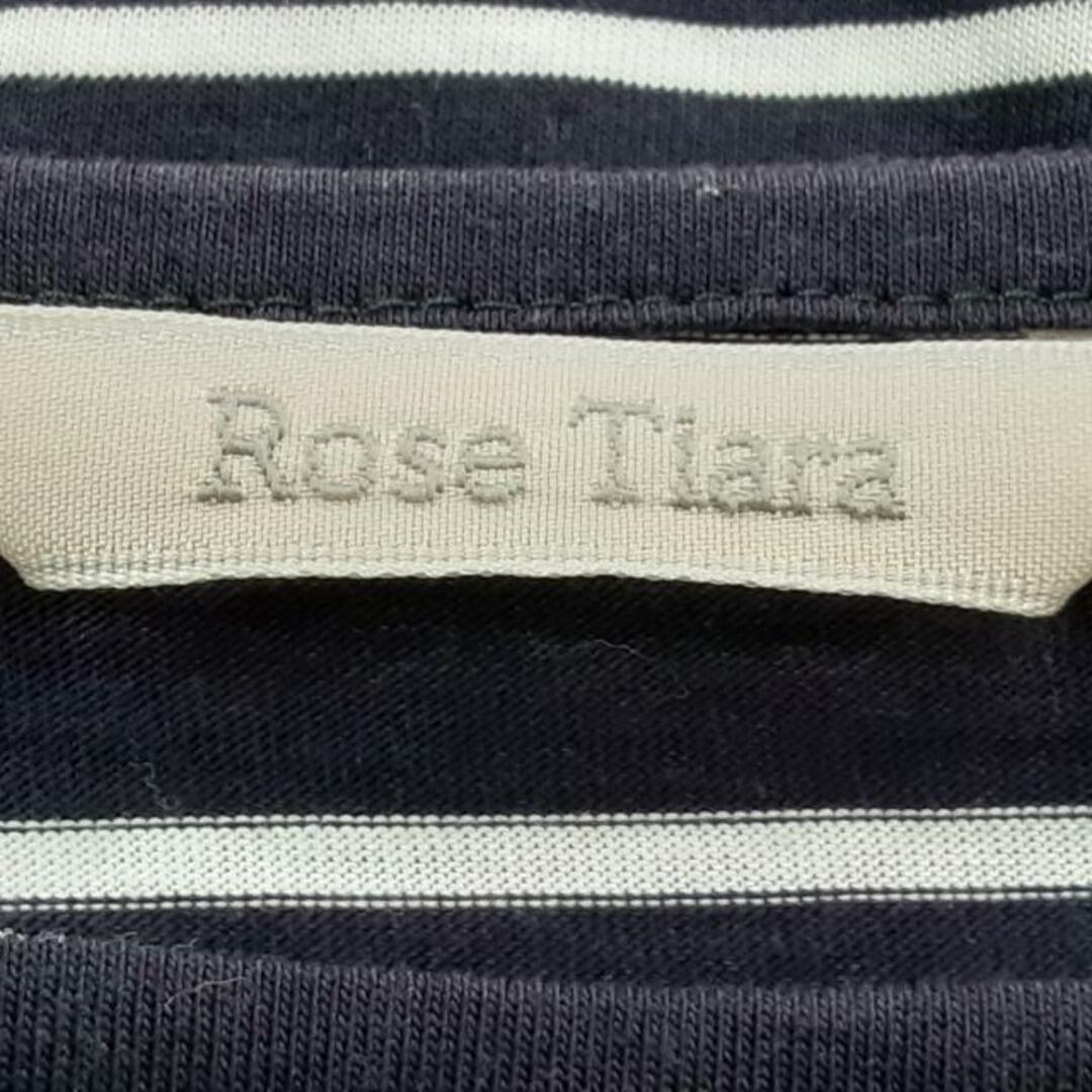 Rose Tiara(ローズティアラ)のRose Tiara(ローズティアラ) 半袖カットソー サイズ42 L レディース - 黒×白 クルーネック/ボーダー/リボン レディースのトップス(カットソー(半袖/袖なし))の商品写真