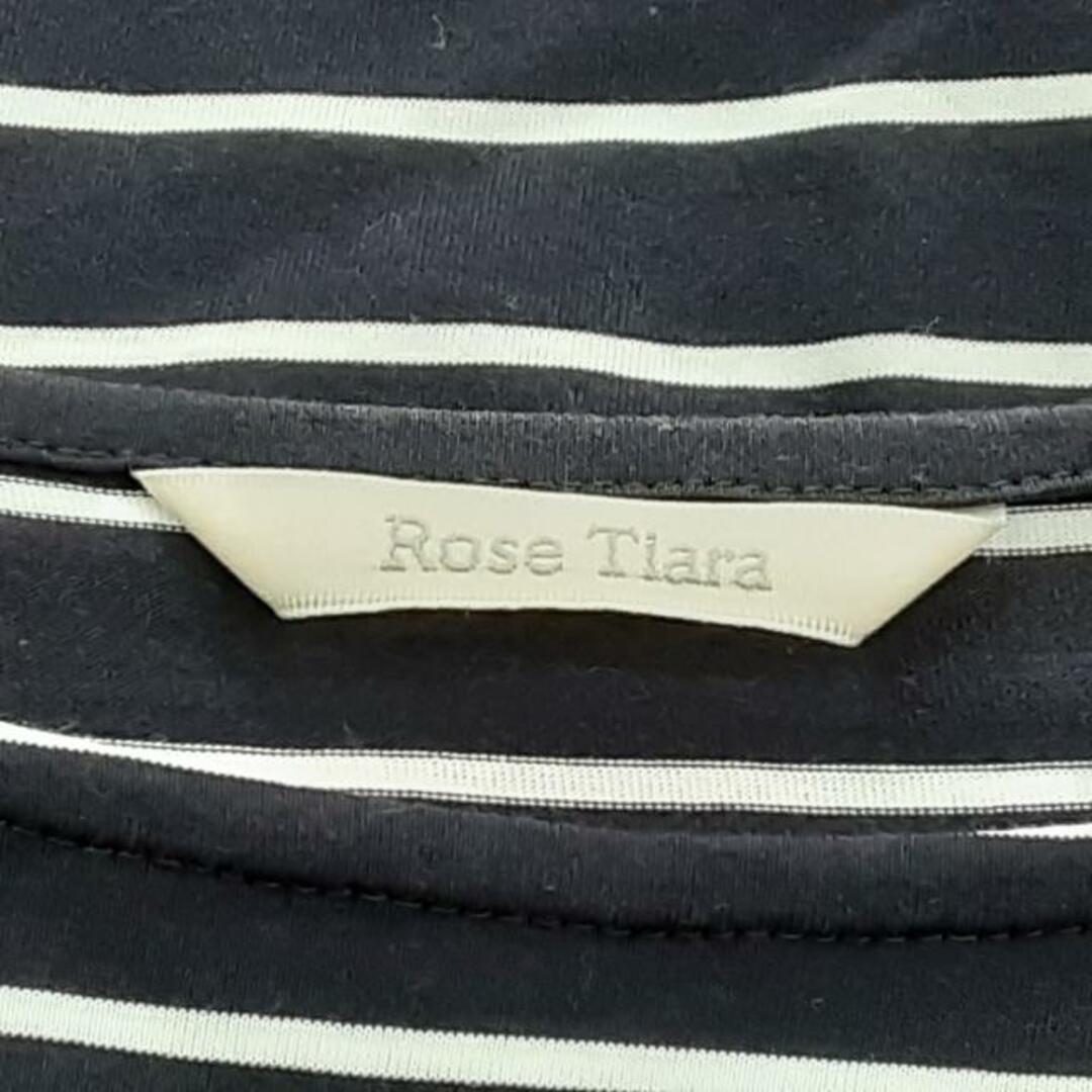 Rose Tiara(ローズティアラ)のRose Tiara(ローズティアラ) 半袖カットソー サイズ42 L レディース - 黒×白 クルーネック/ボーダー/リボン レディースのトップス(カットソー(半袖/袖なし))の商品写真