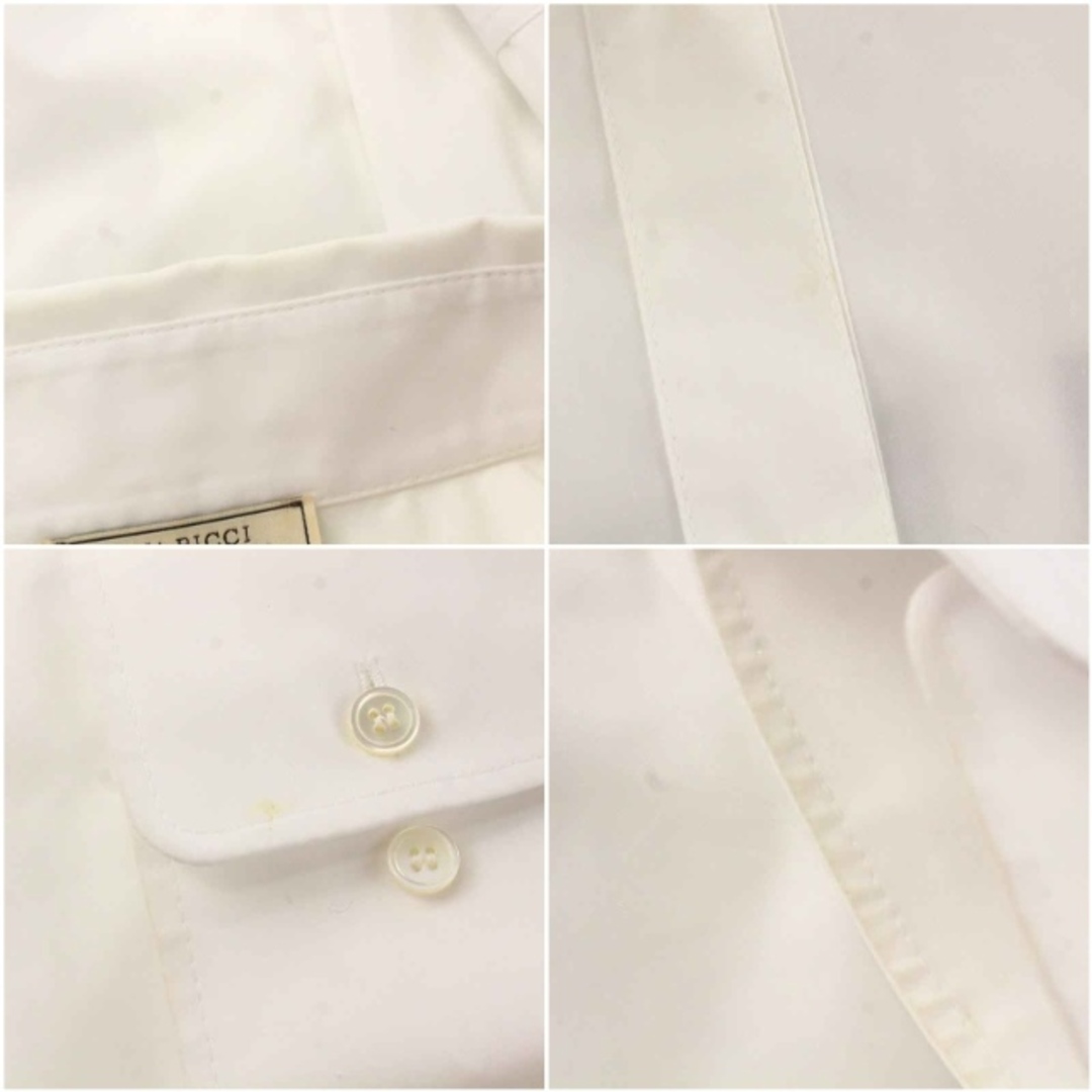 NINA RICCI(ニナリッチ)のニナリッチ シャツ 長袖 オーバーサイズ ロゴ刺繍 ギャザー 34 S 白 紺 レディースのトップス(シャツ/ブラウス(長袖/七分))の商品写真