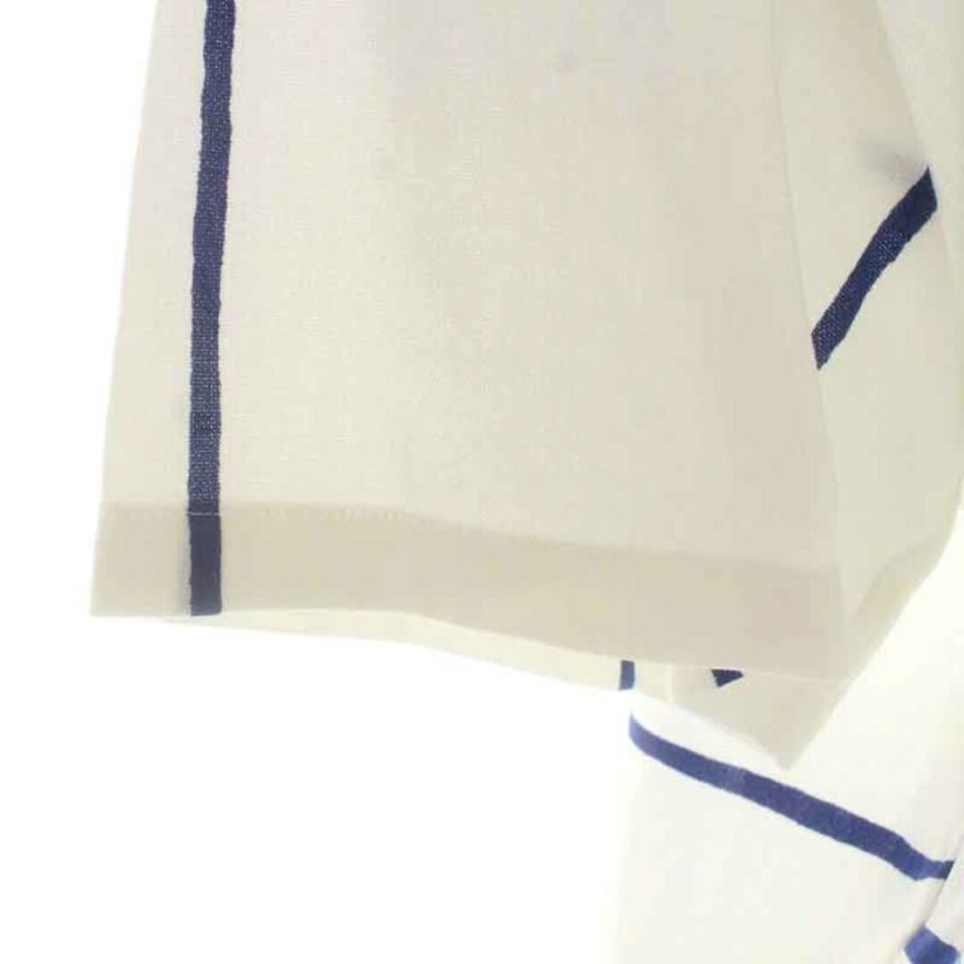 mina perhonen(ミナペルホネン)のミナペルホネン ribbon frame ブラウス 半袖 38 M 白 青 レディースのトップス(シャツ/ブラウス(半袖/袖なし))の商品写真