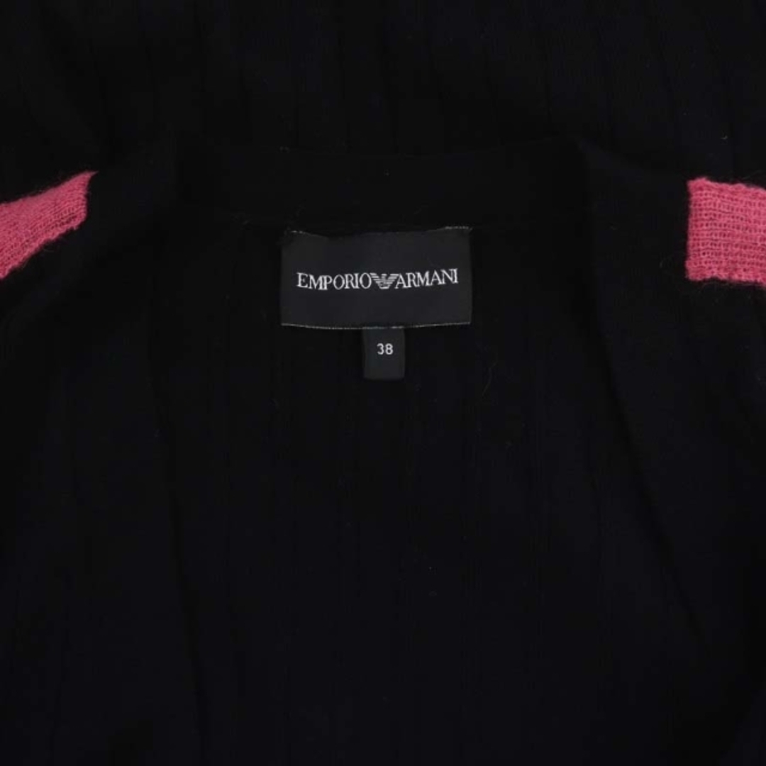 Emporio Armani(エンポリオアルマーニ)のエンポリオアルマーニ サイドラインニットカーディガン ニット 長袖 38 黒 レディースのトップス(カーディガン)の商品写真