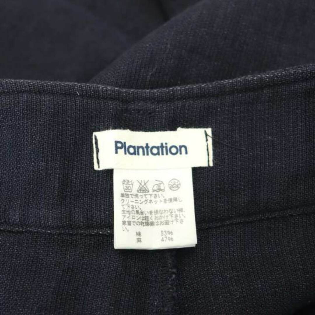 Plantation(プランテーション)のプランテーション リネン混 ワイド クロップドパンツ M 紺 レディースのパンツ(その他)の商品写真