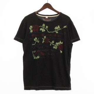 ディーゼル(DIESEL)のディーゼル Tシャツ カットソー 半袖 薔薇 プリント チャコールグレー系 L(Tシャツ/カットソー(半袖/袖なし))