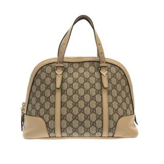 グッチ(Gucci)のGUCCI(グッチ) ハンドバッグ ニース,GGプラス・GGスプリーム 309617 ベージュ×エボニー×グレーベージュ PVC(塩化ビニール)×レザー(ハンドバッグ)