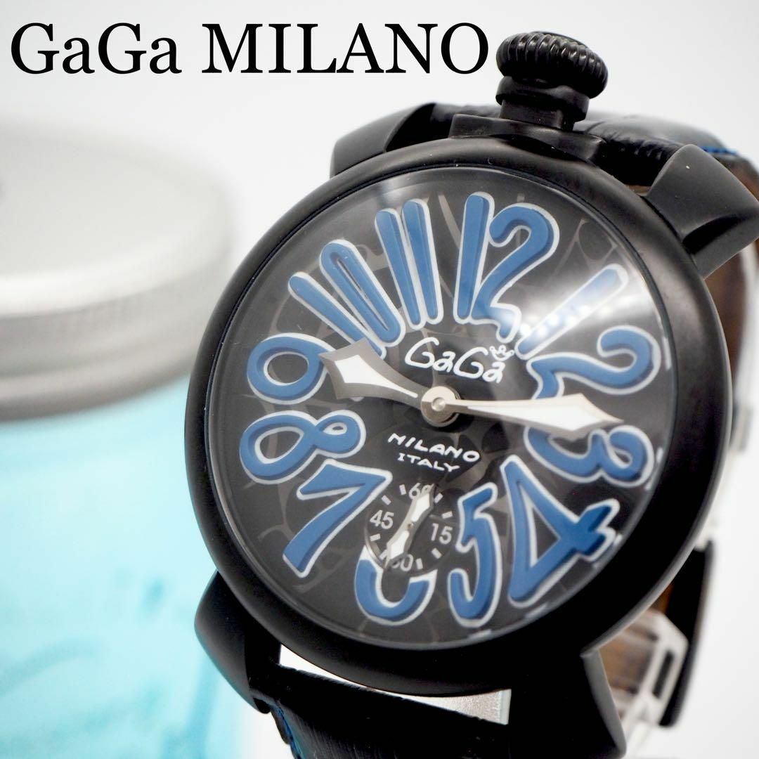 使用感ほとんど感じられません極美品 ガガミラノ マヌアーレ 手巻き 腕時計 裏スケルトン