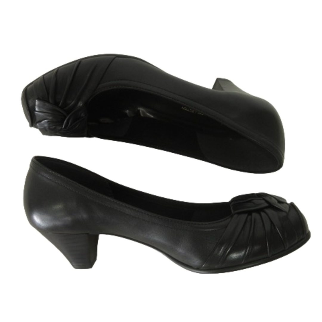 エイゾー  美品 パンプス ヒール リボン 23 黒 ブラック ■052 レディースの靴/シューズ(ハイヒール/パンプス)の商品写真