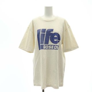 アザー(other)のミクスタ Tシャツ 半袖 プルオーバー クルーネック コットン L ベージュ 青(Tシャツ(半袖/袖なし))