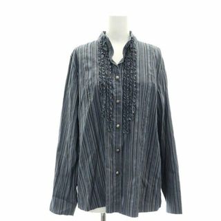 レリアン(leilian)のレリアン バンドカラーシャツ ストライプ フリル 長袖 13+ XXL(シャツ/ブラウス(長袖/七分))