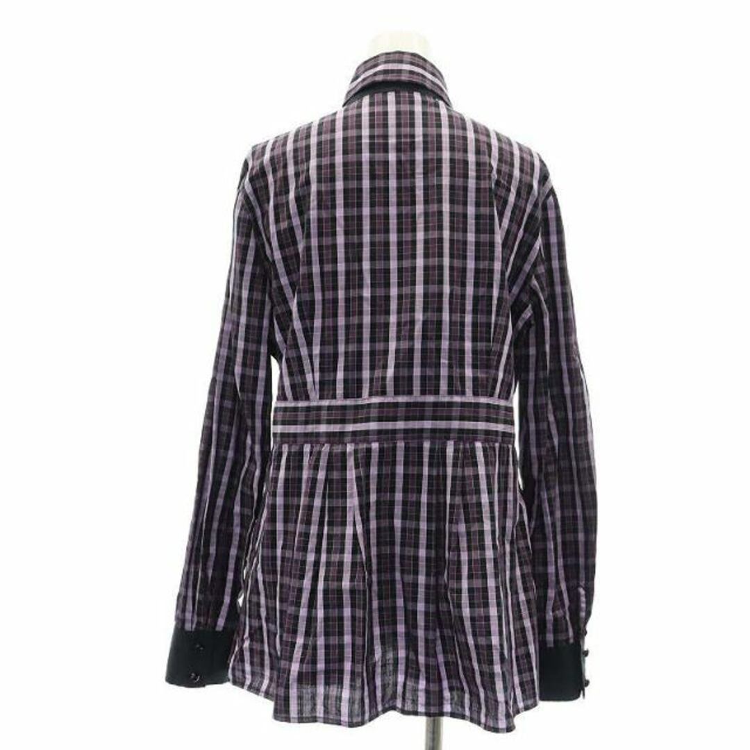ナラカミーチェ チェックシャツ ブラウス フリル 3 2L 紫 黒 レディースのトップス(シャツ/ブラウス(長袖/七分))の商品写真