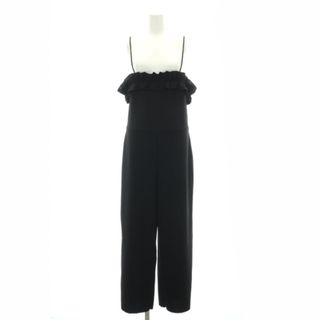 ザラ(ZARA)のザラ Wide Leg Ruffle Jumpsuit コンビネゾン M 黒(サロペット/オーバーオール)