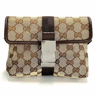 グッチ(Gucci)のGUCCI(グッチ) ウエストポーチ GG柄 131236 ベージュ×ダークブラウン ジャガード×レザー(ボディバッグ/ウエストポーチ)