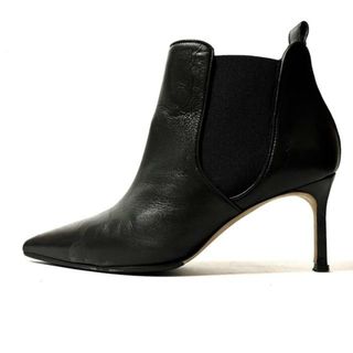 マノロブラニク(MANOLO BLAHNIK)のMANOLO BLAHNIK(マノロブラニク) ショートブーツ 39 レディース - 黒 サイドゴア レザー(ブーツ)