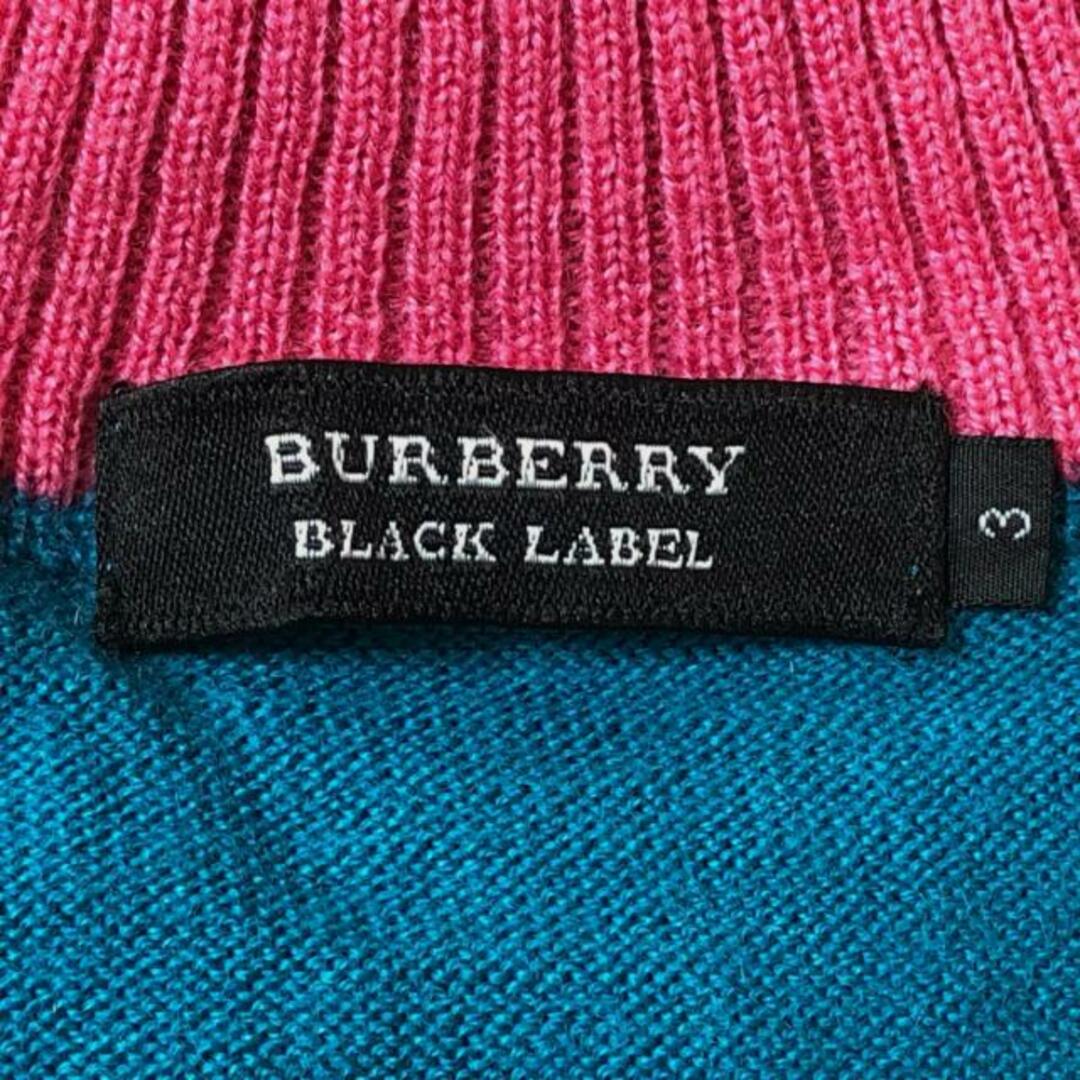 BURBERRY BLACK LABEL(バーバリーブラックレーベル)のBurberry Black Label(バーバリーブラックレーベル) 長袖セーター サイズ3 L レディース - ブルーグリーン×ピンク ハイネック/ハーフジップアップ レディースのトップス(ニット/セーター)の商品写真