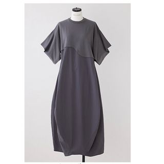 nagonstans - ナゴンスタンス layerd-like square-sleevesdress