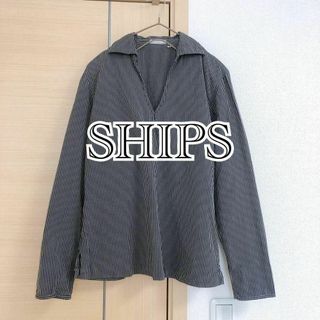 シップス(SHIPS)のシップス ストライプ Vネック シャツ ブラウス プルオーバー サイドファスナー(シャツ/ブラウス(長袖/七分))