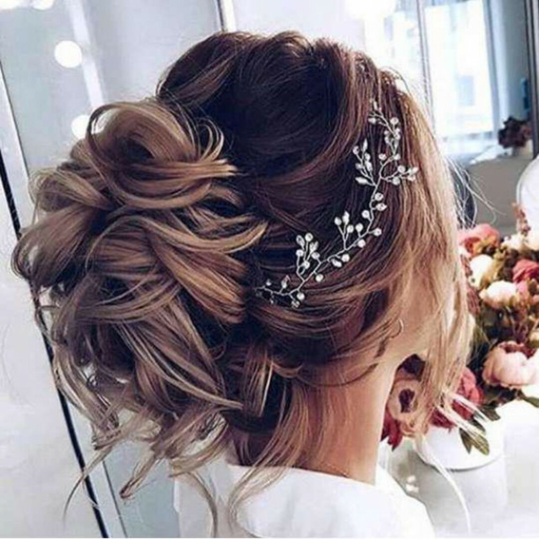 ゴールド ヘッドドレス ブライダル ヘアアクセサリー 小枝 かすみ草 結婚式 レディースのヘアアクセサリー(その他)の商品写真