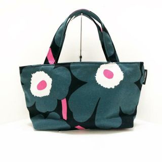 marimekko - marimekko(マリメッコ) ハンドバッグ グリーン×黒×ピンク ウニッコ柄 キャンバス