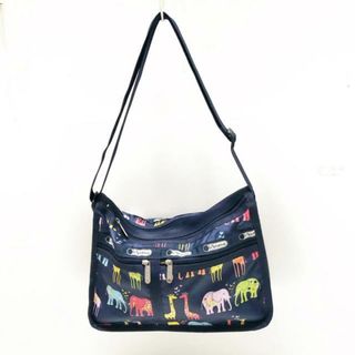 レスポートサック(LeSportsac)のLESPORTSAC(レスポートサック) ショルダーバッグ美品  ネイビー×シルバー×マルチ 動物柄 レスポナイロン(ショルダーバッグ)