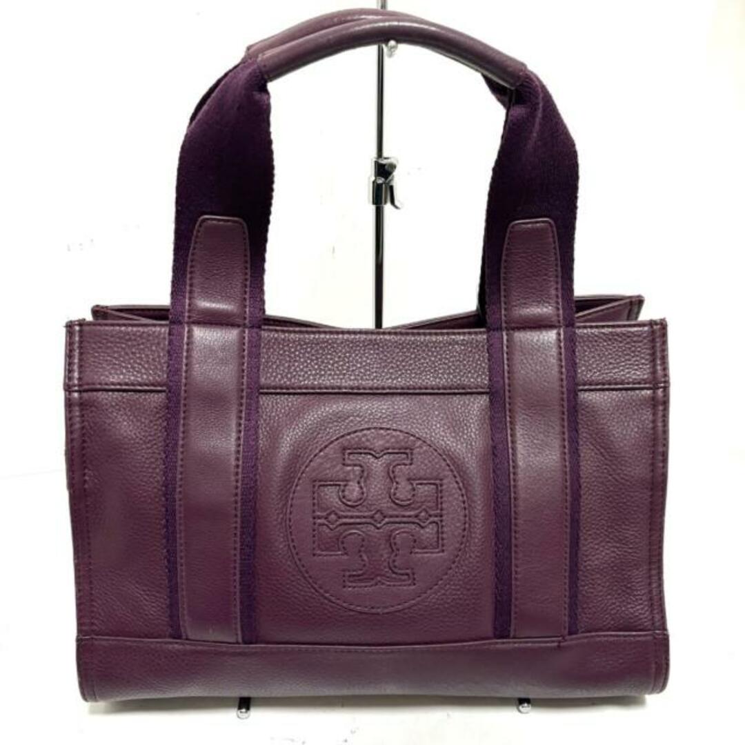 Tory Burch(トリーバーチ)のTORY BURCH(トリーバーチ) トートバッグ美品  パープル TTマーク レザー×コットン レディースのバッグ(トートバッグ)の商品写真