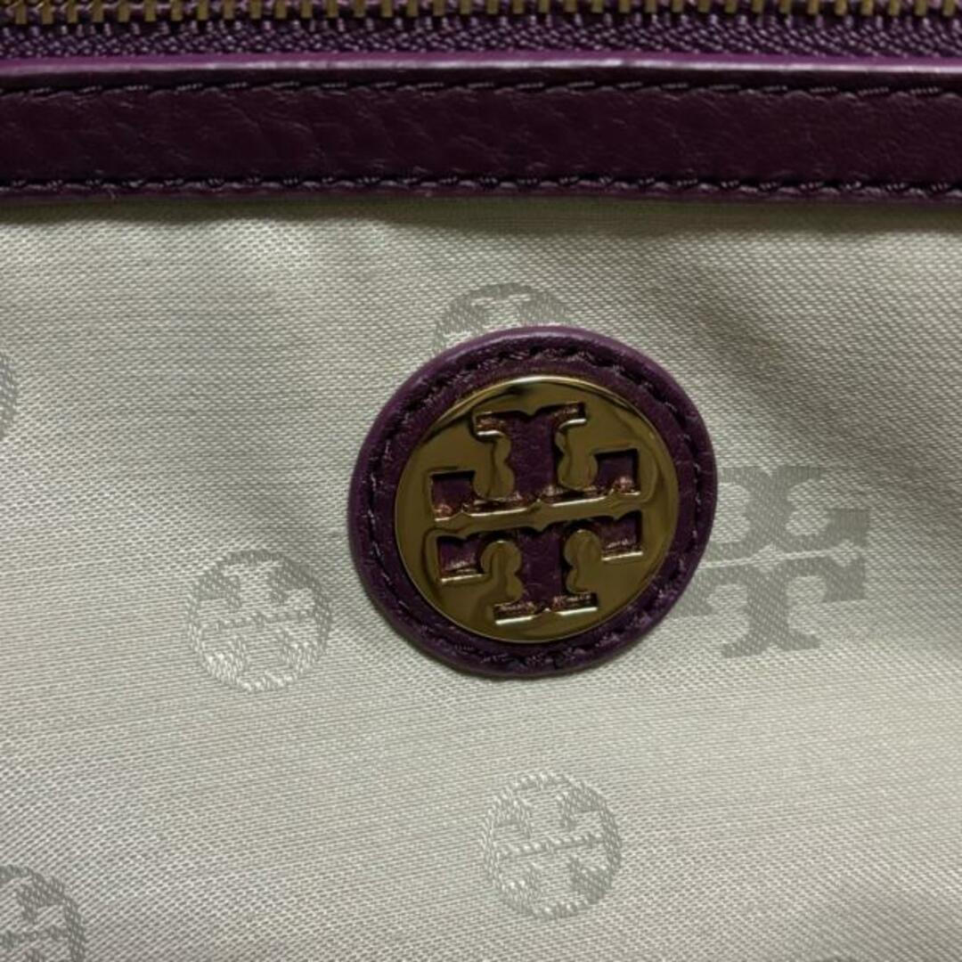 Tory Burch(トリーバーチ)のTORY BURCH(トリーバーチ) トートバッグ美品  パープル TTマーク レザー×コットン レディースのバッグ(トートバッグ)の商品写真