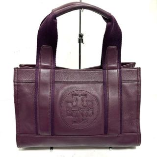 トリーバーチ(Tory Burch)のTORY BURCH(トリーバーチ) トートバッグ美品  パープル TTマーク レザー×コットン(トートバッグ)