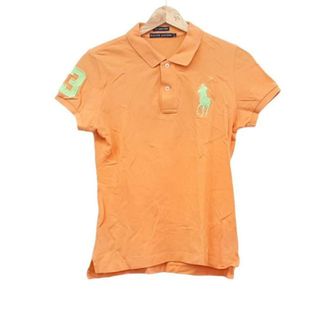 ラルフローレン(Ralph Lauren)のRalphLauren(ラルフローレン) 半袖ポロシャツ サイズL レディース美品  ビッグポニー オレンジ×イエローグリーン(ポロシャツ)