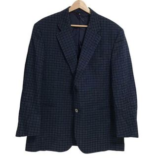 ランバンコレクション(LANVIN COLLECTION)のLANVIN COLLECTION(ランバンコレクション) ジャケット サイズT48-55 メンズ - ダークネイビー×黒×ブルー 長袖/シルク/チェック柄/ネーム刺繍/春/夏(その他)