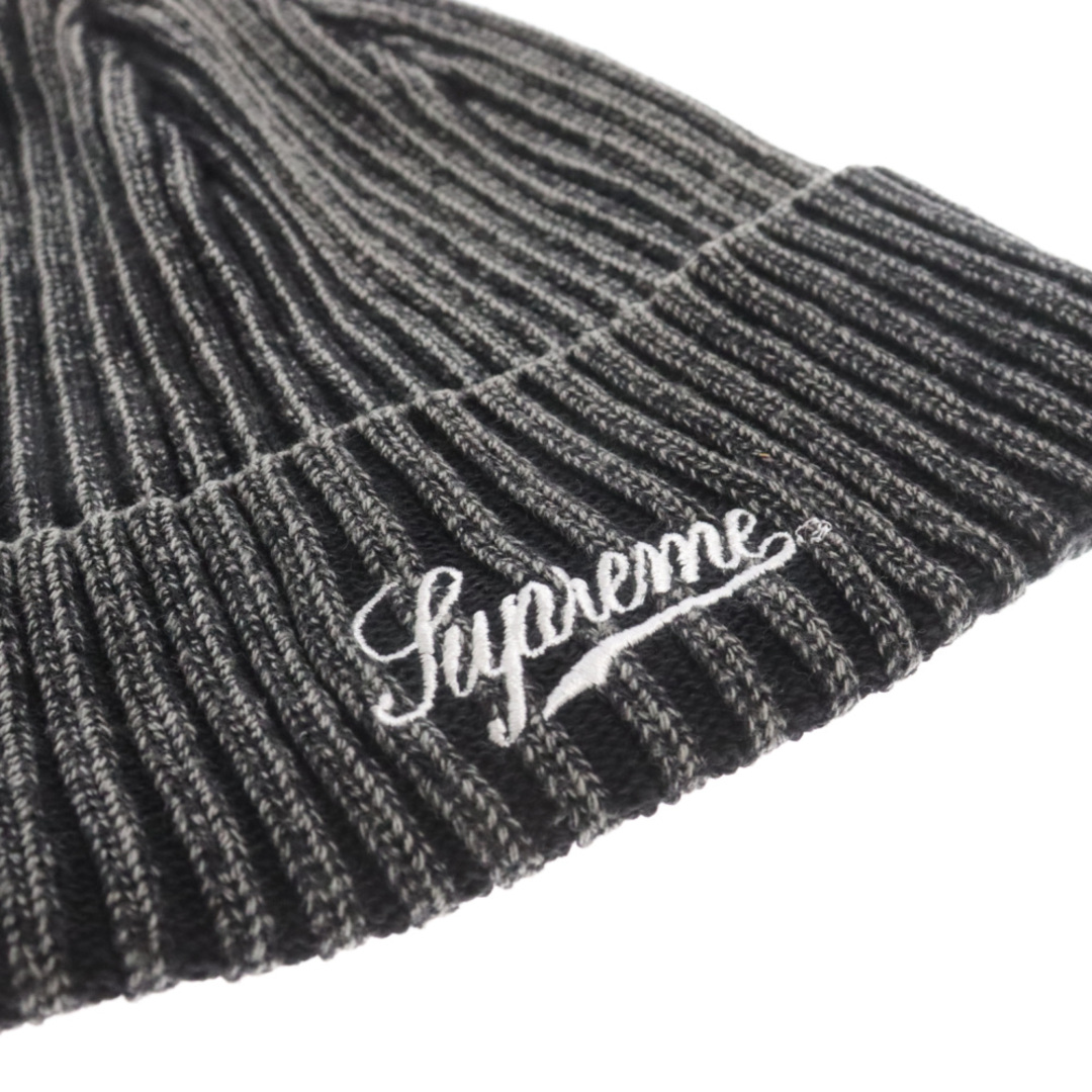 Supreme(シュプリーム)のSUPREME シュプリーム 21SS Bleached Rib Beanie ロゴ刺繍 ブリーチドリブ ビーニー ニットキャップ 帽子 ブラック メンズの帽子(ニット帽/ビーニー)の商品写真