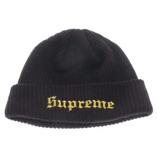 シュプリーム(Supreme)のSUPREME シュプリーム 17AW 2-Tone Rib Beanie 2トーン ロゴ刺繍 リブ ビーニー ニットキャップ 帽子 ブラック/パープル(ニット帽/ビーニー)