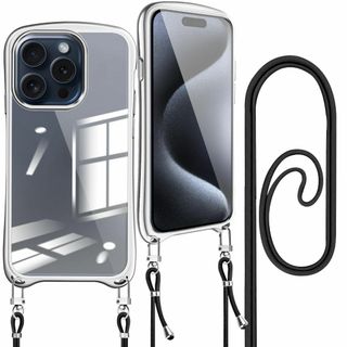 【色: シルバー】iPhone 15 Pro 用 ケース ショルダー クリア カ(その他)