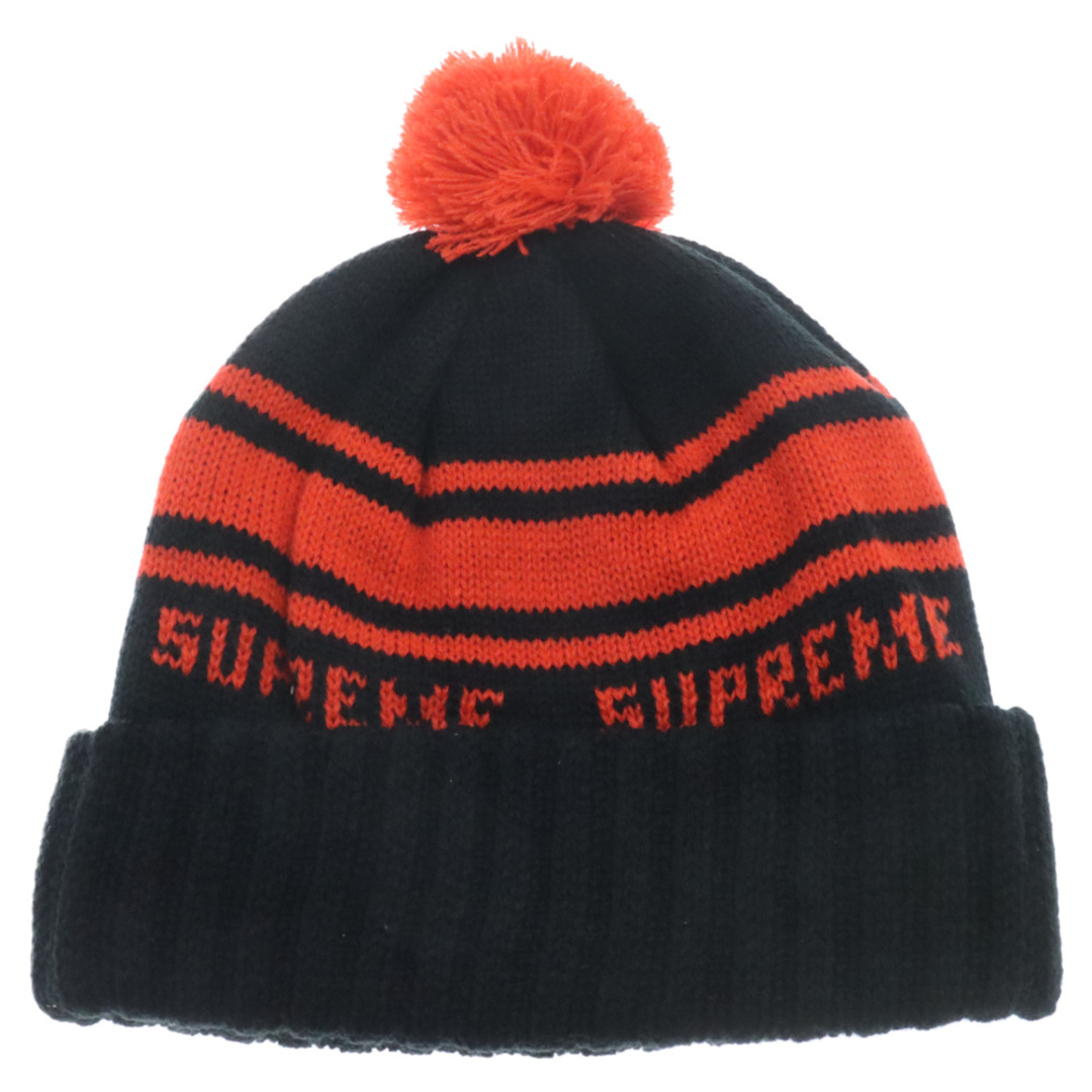 Supreme(シュプリーム)のSUPREME シュプリーム 18AW Classic Stripe Beanie クラシックストライプ ロゴ ビーニー ニットキャップ 帽子 ブラック/レッド メンズの帽子(ニット帽/ビーニー)の商品写真