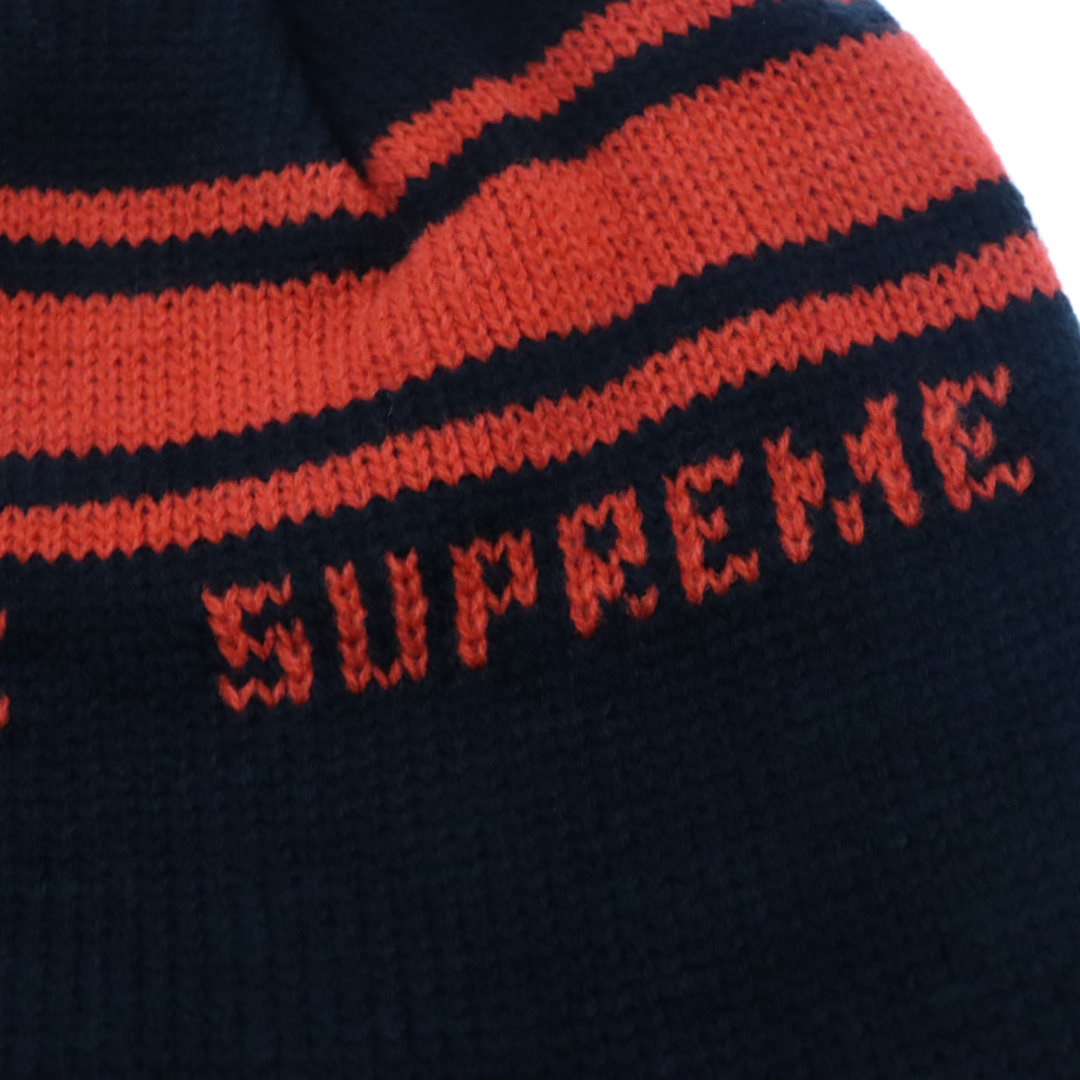 Supreme(シュプリーム)のSUPREME シュプリーム 18AW Classic Stripe Beanie クラシックストライプ ロゴ ビーニー ニットキャップ 帽子 ブラック/レッド メンズの帽子(ニット帽/ビーニー)の商品写真