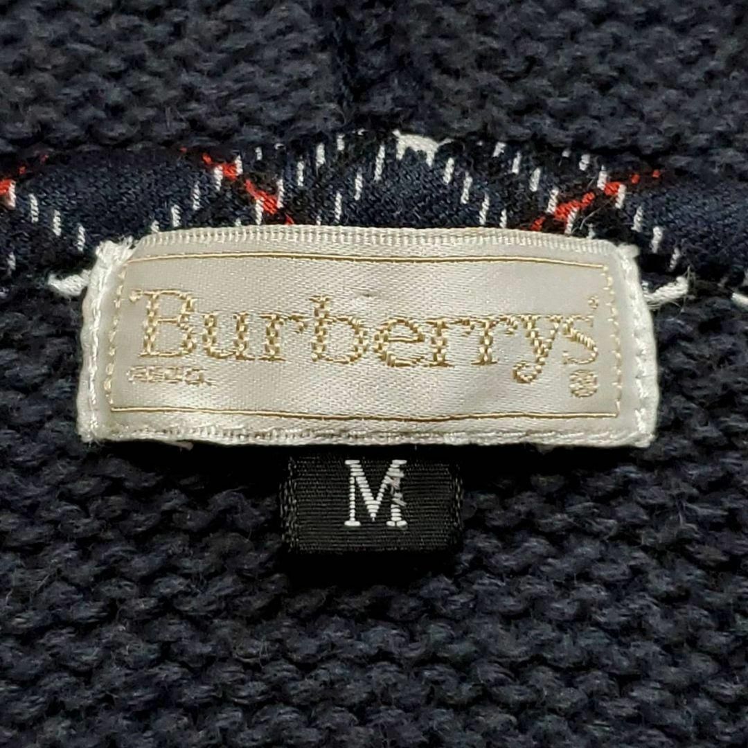 BURBERRY(バーバリー)のM バーバリー サマーニット パーカー 紺 ノバチェック フード コットン100 レディースのトップス(パーカー)の商品写真