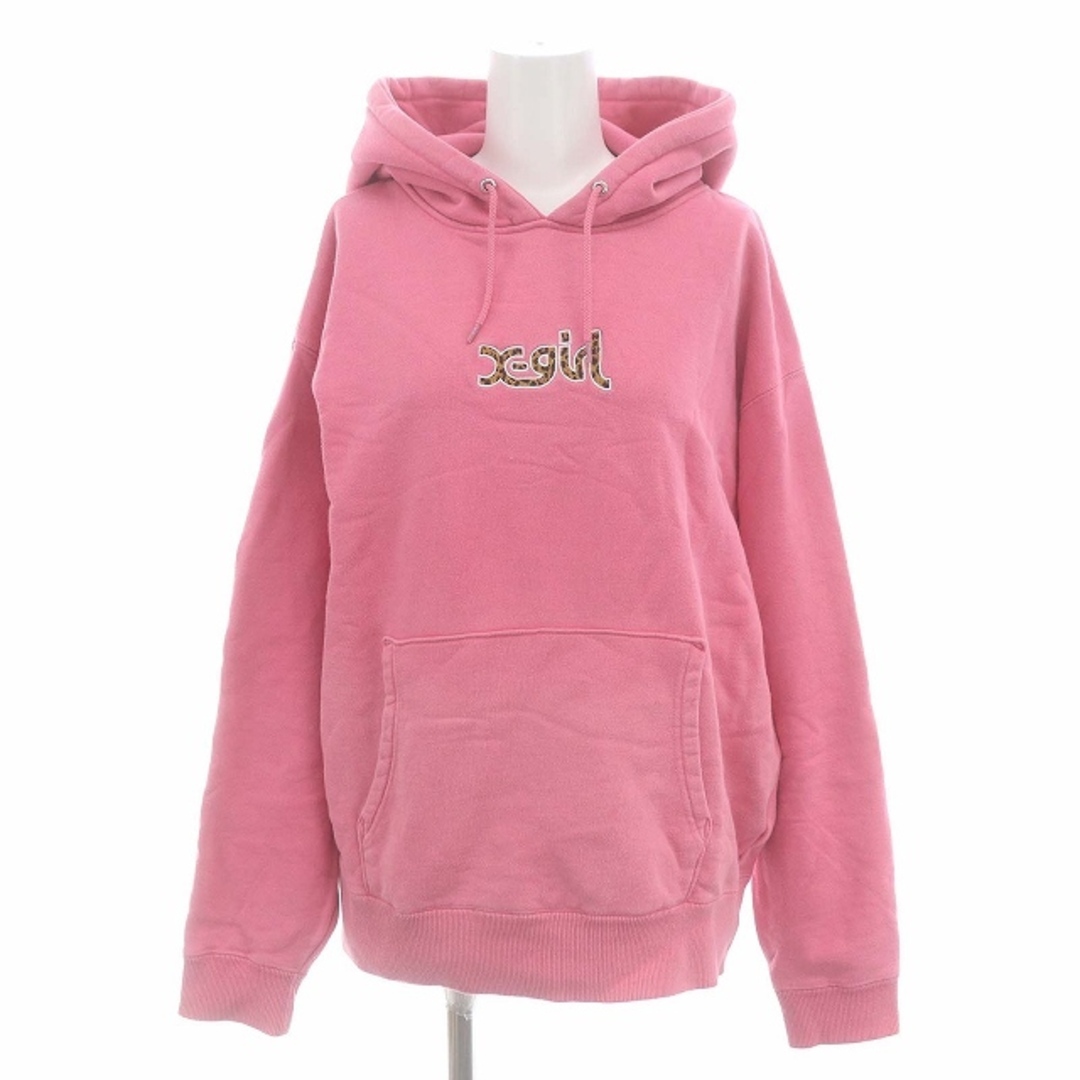 X-girl(エックスガール)のエックスガール PATCHED SWEAT HOODIE スウェット S ピンク レディースのトップス(パーカー)の商品写真