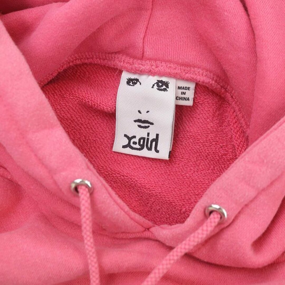 X-girl(エックスガール)のエックスガール PATCHED SWEAT HOODIE スウェット S ピンク レディースのトップス(パーカー)の商品写真