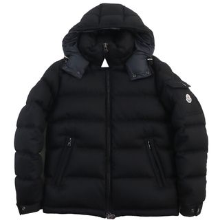 モンクレール(MONCLER)の美品●MONCLER モンクレール 19-20AW MONTGENEVRE モンジュネーブル ロゴワッペン付き フーデッド ダウンジャケット ブラック 1 正規品 メンズ(ダウンジャケット)