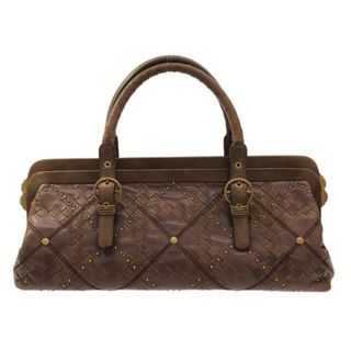 ボッテガヴェネタ(Bottega Veneta)のBOTTEGA VENETA(ボッテガヴェネタ) ハンドバッグ イントレチャート 163889 ダークブラウン スタッズ レザー(ハンドバッグ)