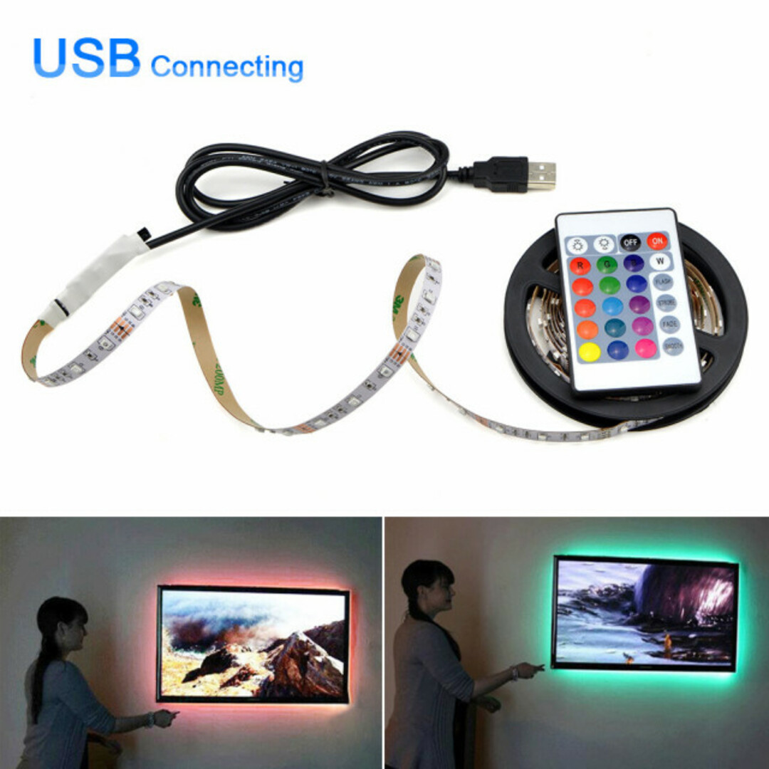 LEDテープライト 4m 16色 リモコン・電池付き 間接照明 おしゃれ USB インテリア/住まい/日用品のライト/照明/LED(その他)の商品写真