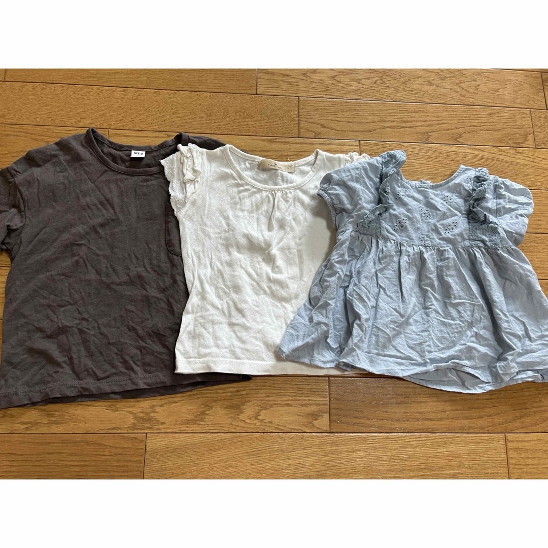 女の子　夏トップス　3点セット　100cm キッズ/ベビー/マタニティのキッズ服女の子用(90cm~)(Tシャツ/カットソー)の商品写真