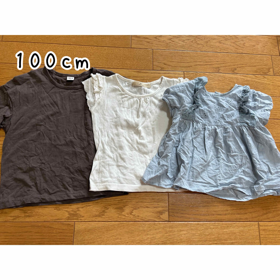 女の子　夏トップス　3点セット　100cm キッズ/ベビー/マタニティのキッズ服女の子用(90cm~)(Tシャツ/カットソー)の商品写真