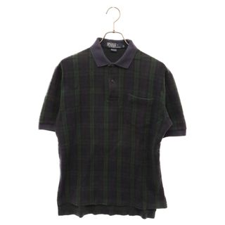 ポロラルフローレン(POLO RALPH LAUREN)のPOLO RALPH LAUREN ポロラルフローレン 90s VINTAGE ヴィンテージ 半袖チェックポロシャツ グリーン/ネイビー(ポロシャツ)