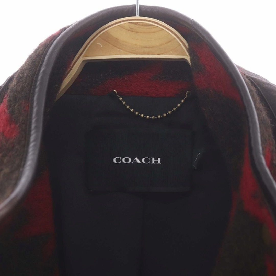 COACH(コーチ)のコーチ がま口ポケット 総柄 ウール コート フード アウター ロング S 赤 レディースのジャケット/アウター(その他)の商品写真