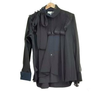 サカイ(sacai)のSacai(サカイ) 長袖シャツブラウス サイズ2 M レディース美品  - 18ー04144 黒×ネイビー プルオーバー/レース/切り替え(シャツ/ブラウス(長袖/七分))